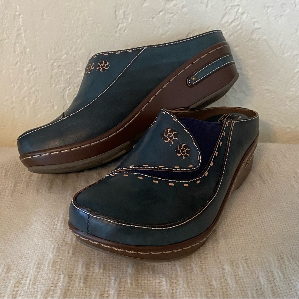 L'Artiste Spring Step Blue Turquoise Chino Clog EU 38 US 7.5/8